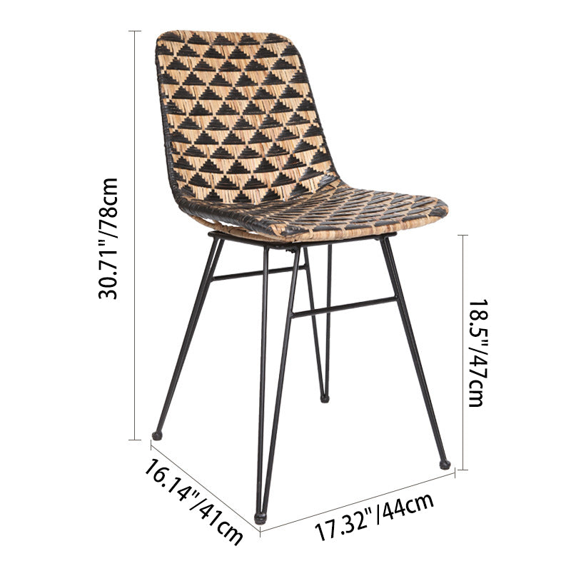Bohemian Geometric Rattan Dining Chair - Lightweight Hand-Woven Rattan Chair For Dining Room & Kitchen Cuvalon