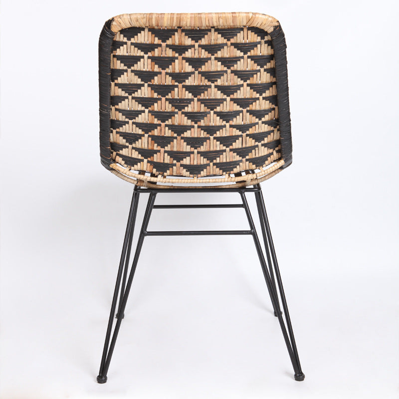 Bohemian Geometric Rattan Dining Chair - Lightweight Hand-Woven Rattan Chair For Dining Room & Kitchen Cuvalon