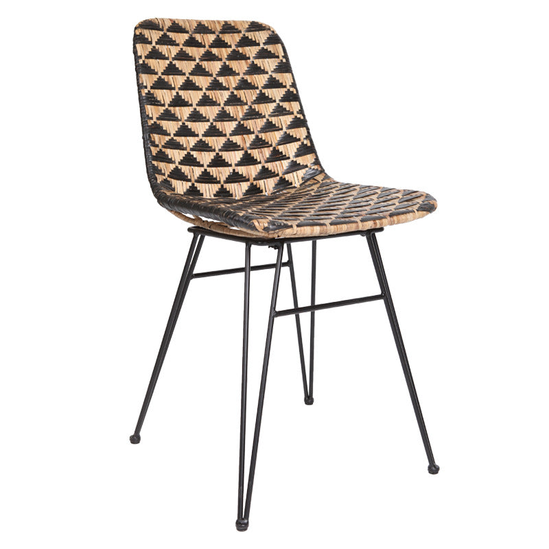 Bohemian Geometric Rattan Dining Chair - Lightweight Hand-Woven Rattan Chair For Dining Room & Kitchen Cuvalon
