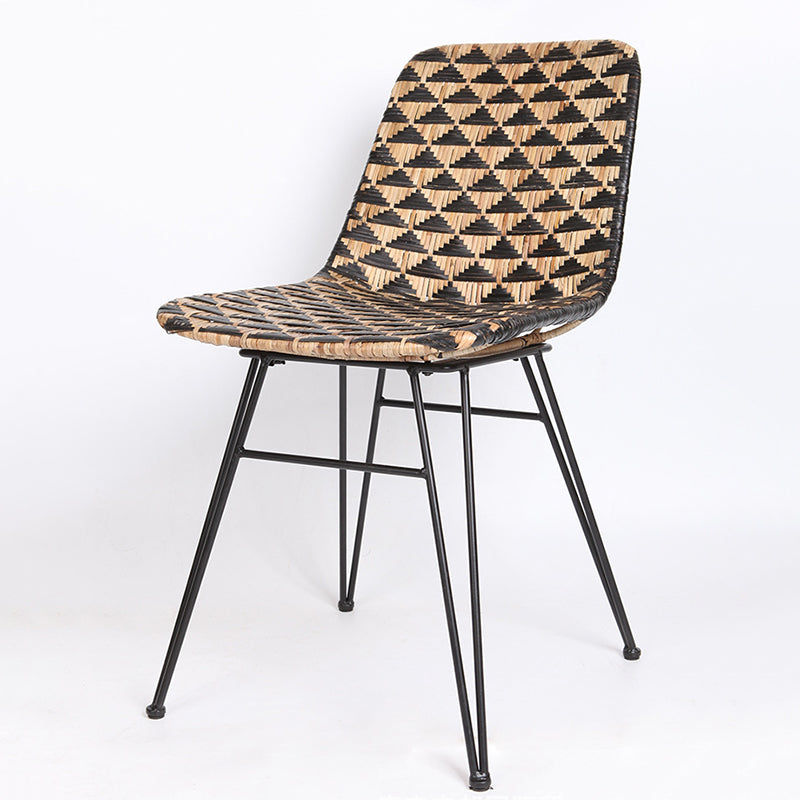Bohemian Geometric Rattan Dining Chair - Lightweight Hand-Woven Rattan Chair For Dining Room & Kitchen Cuvalon