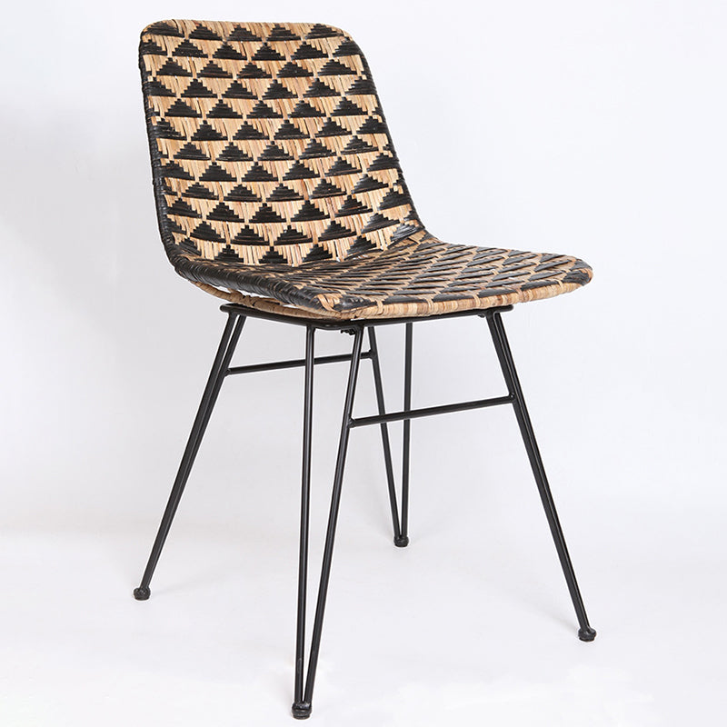 Bohemian Geometric Rattan Dining Chair - Lightweight Hand-Woven Rattan Chair For Dining Room & Kitchen Cuvalon