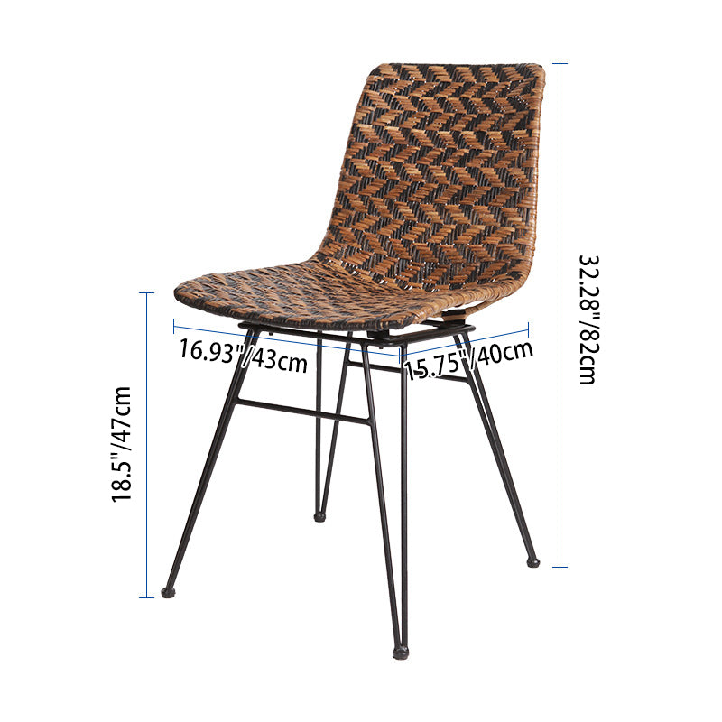 Breathable Rattan Weaving Dining Chair - Scandinavian Geometric Pattern Chair For Dining Room & Kitchen Cuvalon