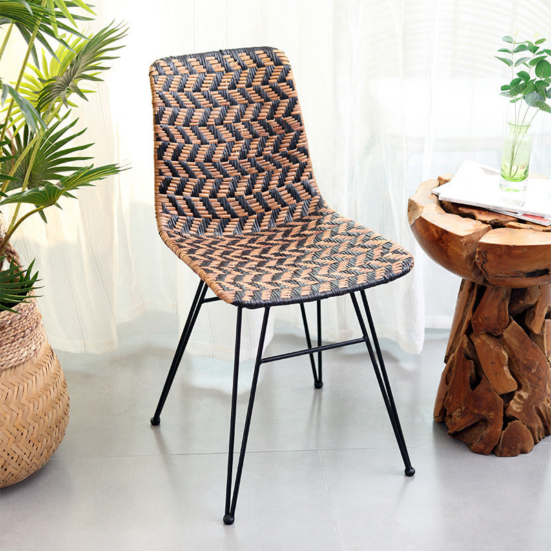 Breathable Rattan Weaving Dining Chair - Scandinavian Geometric Pattern Chair For Dining Room & Kitchen Cuvalon