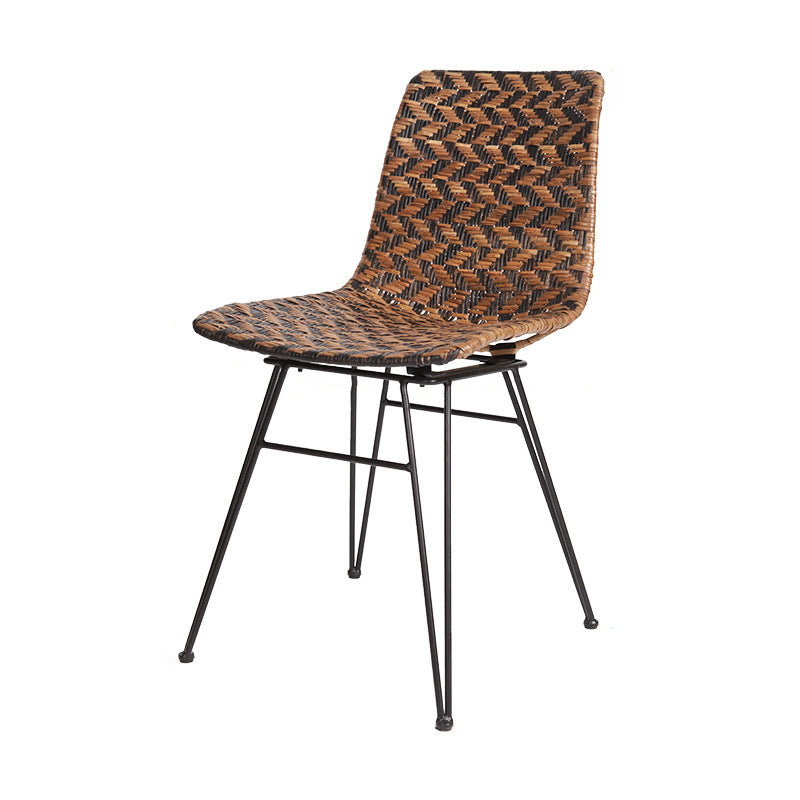 Breathable Rattan Weaving Dining Chair - Scandinavian Geometric Pattern Chair For Dining Room & Kitchen Cuvalon