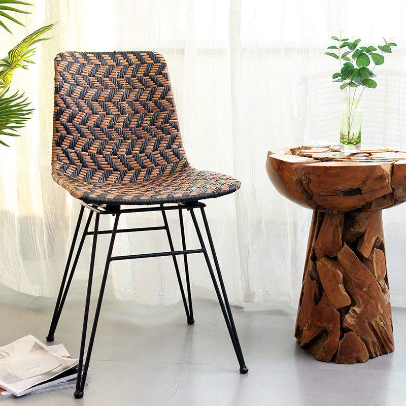 Breathable Rattan Weaving Dining Chair - Scandinavian Geometric Pattern Chair For Dining Room & Kitchen Cuvalon