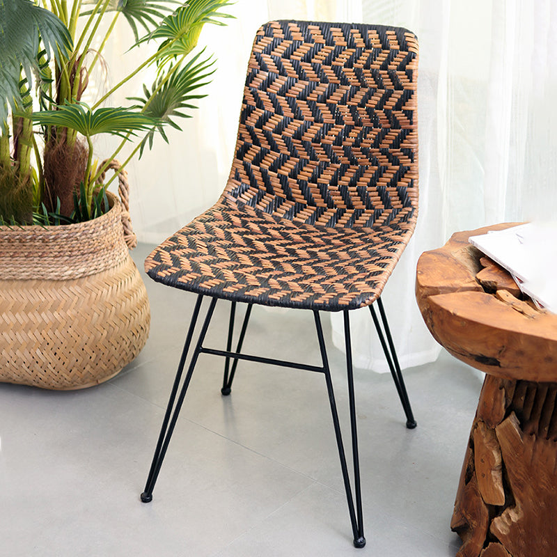 Breathable Rattan Weaving Dining Chair - Scandinavian Geometric Pattern Chair For Dining Room & Kitchen Cuvalon
