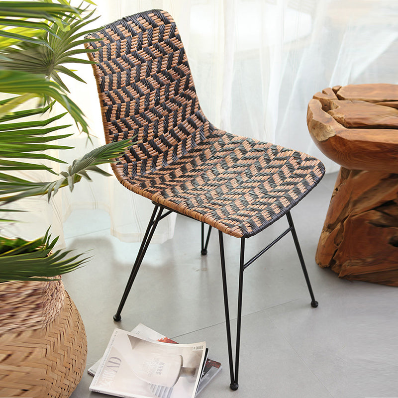 Breathable Rattan Weaving Dining Chair - Scandinavian Geometric Pattern Chair For Dining Room & Kitchen Cuvalon