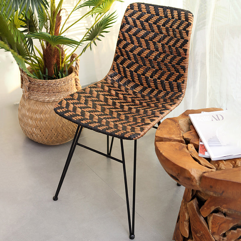 Breathable Rattan Weaving Dining Chair - Scandinavian Geometric Pattern Chair For Dining Room & Kitchen Cuvalon