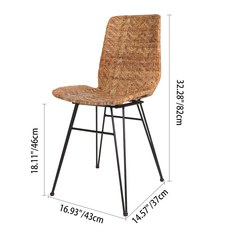 Rust-Proof Iron Frame Dining Chair - Lightweight Hand-Woven Rattan Weaving Chair For Dining Room Cuvalon