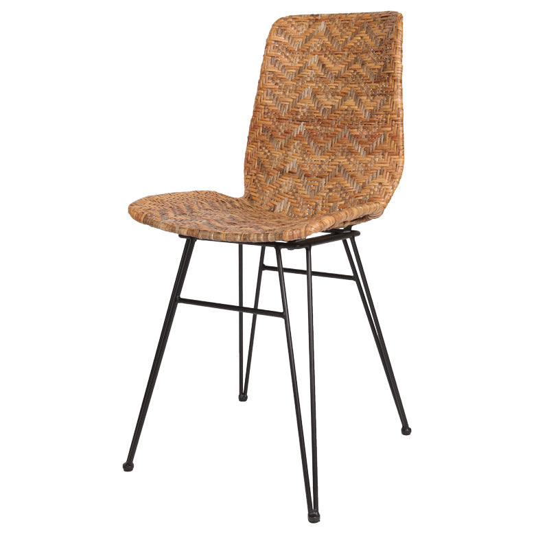 Rust-Proof Iron Frame Dining Chair - Lightweight Hand-Woven Rattan Weaving Chair For Dining Room Cuvalon