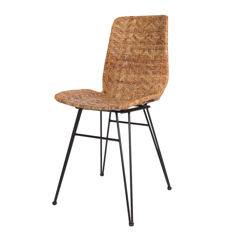 Rust-Proof Iron Frame Dining Chair - Lightweight Hand-Woven Rattan Weaving Chair For Dining Room Cuvalon
