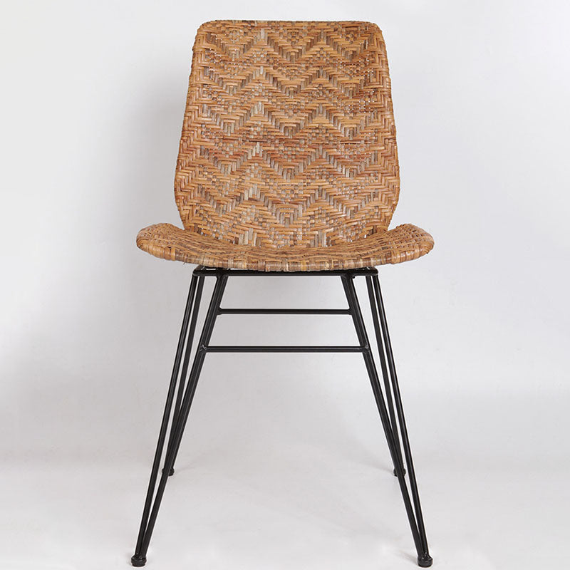 Rust-Proof Iron Frame Dining Chair - Lightweight Hand-Woven Rattan Weaving Chair For Dining Room Cuvalon