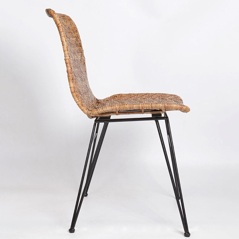Rust-Proof Iron Frame Dining Chair - Lightweight Hand-Woven Rattan Weaving Chair For Dining Room Cuvalon