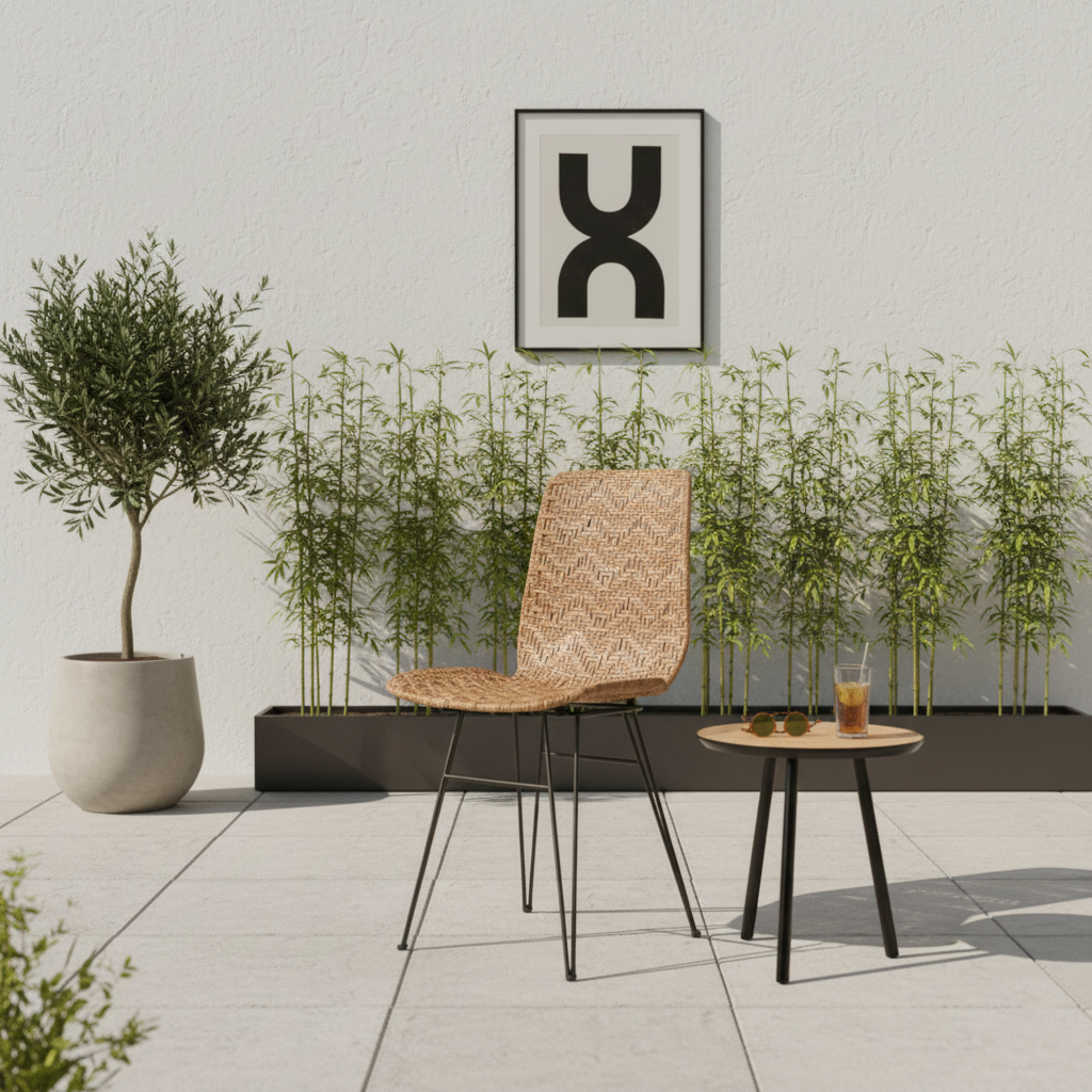 Rust-Proof Iron Frame Dining Chair - Lightweight Hand-Woven Rattan Weaving Chair For Dining Room Cuvalon