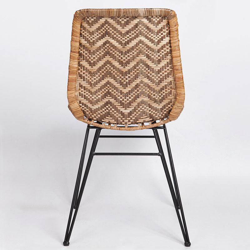 Rust-Proof Iron Frame Dining Chair - Lightweight Hand-Woven Rattan Weaving Chair For Dining Room Cuvalon