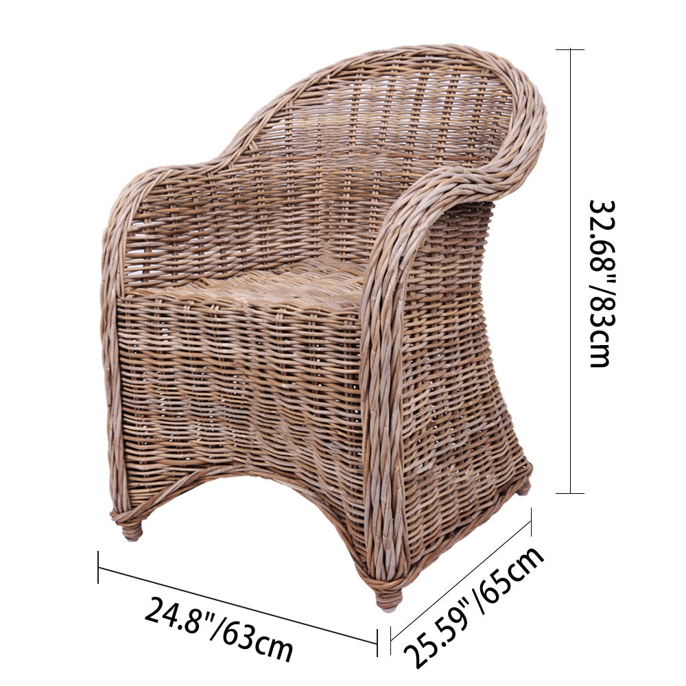 Premium Rattan Weaving Chair - Whimsical Curves Hand-Woven Bohemian Dining Chair For Dining Room & Garden Cuvalon