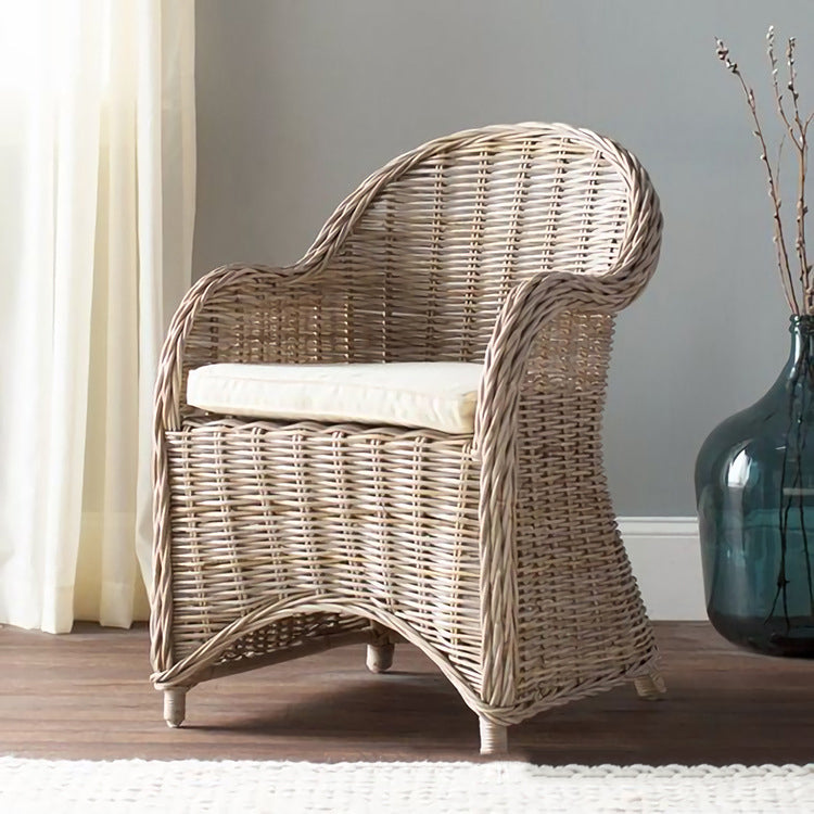 Premium Rattan Weaving Chair - Whimsical Curves Hand-Woven Bohemian Dining Chair For Dining Room & Garden Cuvalon