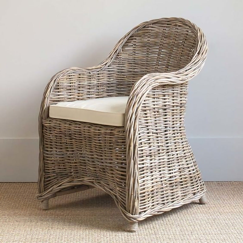 Premium Rattan Weaving Chair - Whimsical Curves Hand-Woven Bohemian Dining Chair For Dining Room & Garden Cuvalon