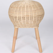 Traditional Chinese Natural Rattan Shoe Bench - Drum Handmade Shoe Stool For Living Room Cuvalon