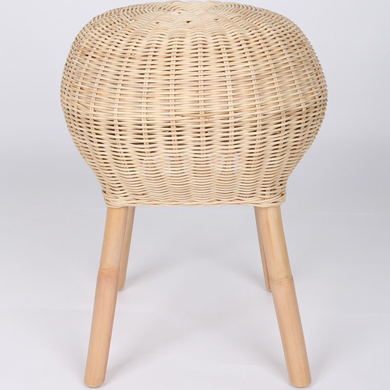 Traditional Chinese Natural Rattan Shoe Bench - Drum Handmade Shoe Stool For Living Room Cuvalon