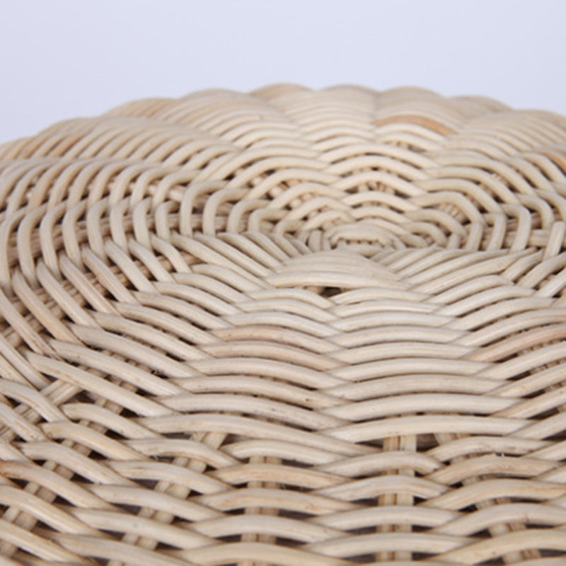 Traditional Chinese Natural Rattan Shoe Bench - Drum Handmade Shoe Stool For Living Room Cuvalon