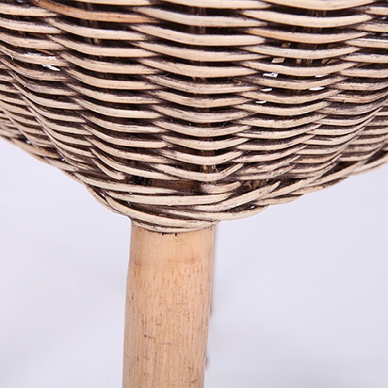 Traditional Chinese Natural Rattan Shoe Bench - Drum Handmade Shoe Stool For Living Room Cuvalon