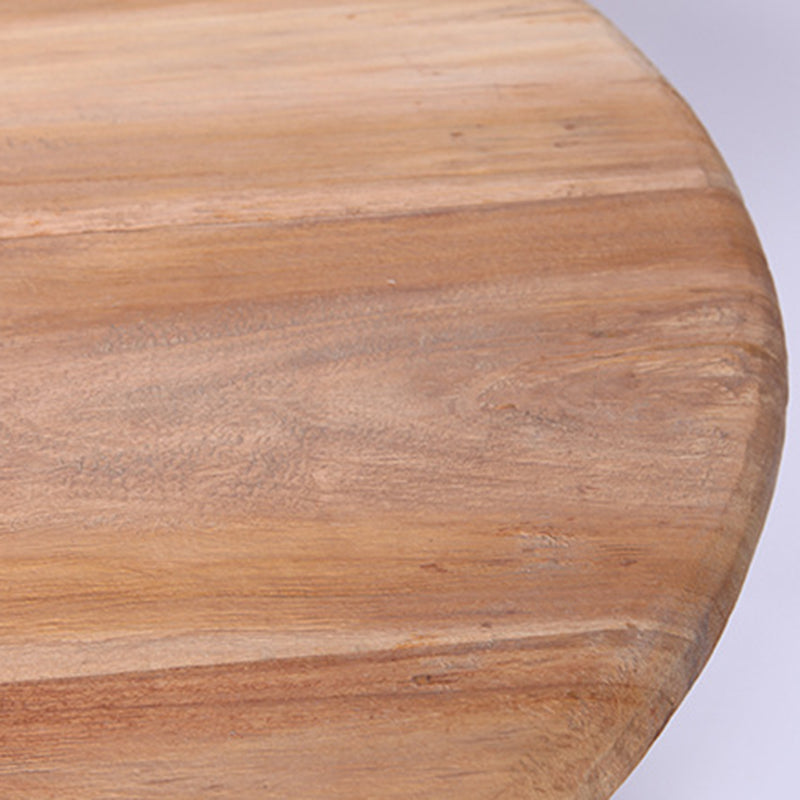 Traditional Japanese Teak Wood Side Table - Low Round Accent Table For Living Room Cuvalon