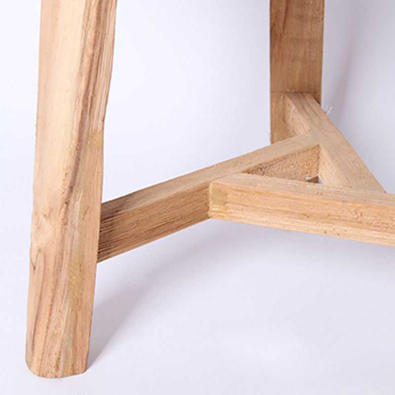 Traditional Japanese Teak Wood Side Table - Low Round Accent Table For Living Room Cuvalon