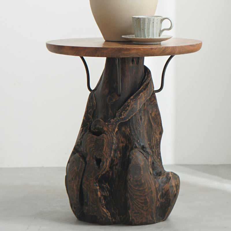 Traditional Chinese Natural Teak Wood Side Table - Hand-Carved Coffee Table For Living Room Cuvalon