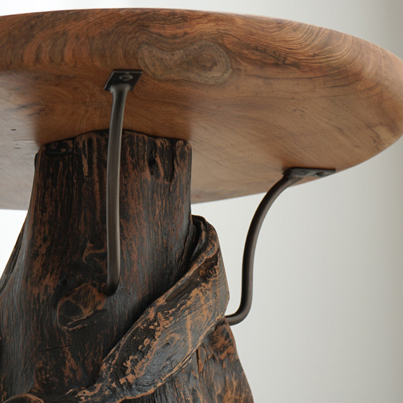 Traditional Chinese Natural Teak Wood Side Table - Hand-Carved Coffee Table For Living Room Cuvalon