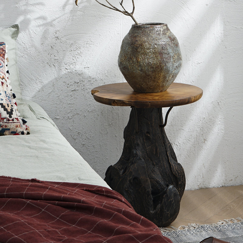 Traditional Chinese Natural Teak Wood Side Table - Hand-Carved Coffee Table For Living Room Cuvalon