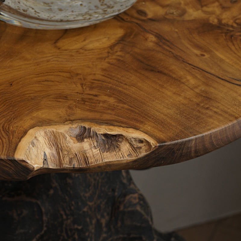 Traditional Chinese Natural Teak Wood Side Table - Hand-Carved Coffee Table For Living Room Cuvalon