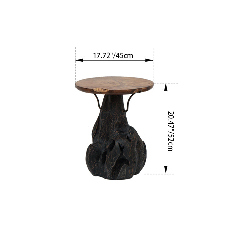 Traditional Chinese Natural Teak Wood Side Table - Hand-Carved Coffee Table For Living Room Cuvalon