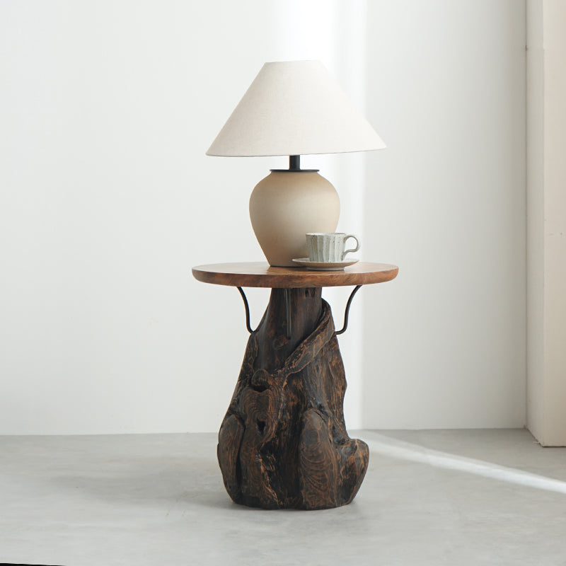 Traditional Chinese Natural Teak Wood Side Table - Hand-Carved Coffee Table For Living Room Cuvalon