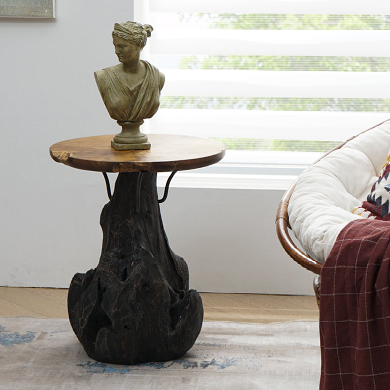 Traditional Chinese Natural Teak Wood Side Table - Hand-Carved Coffee Table For Living Room Cuvalon