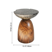 Traditional Bowl Shaped Top Coffee Table - Teak Wood Sculptural End Table For Living Room Cuvalon