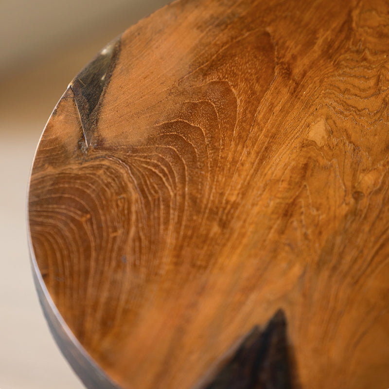 Traditional Sculptural Hourglass Coffee Table - Teak Wood Handmade Statement End Table For Living Room Cuvalon