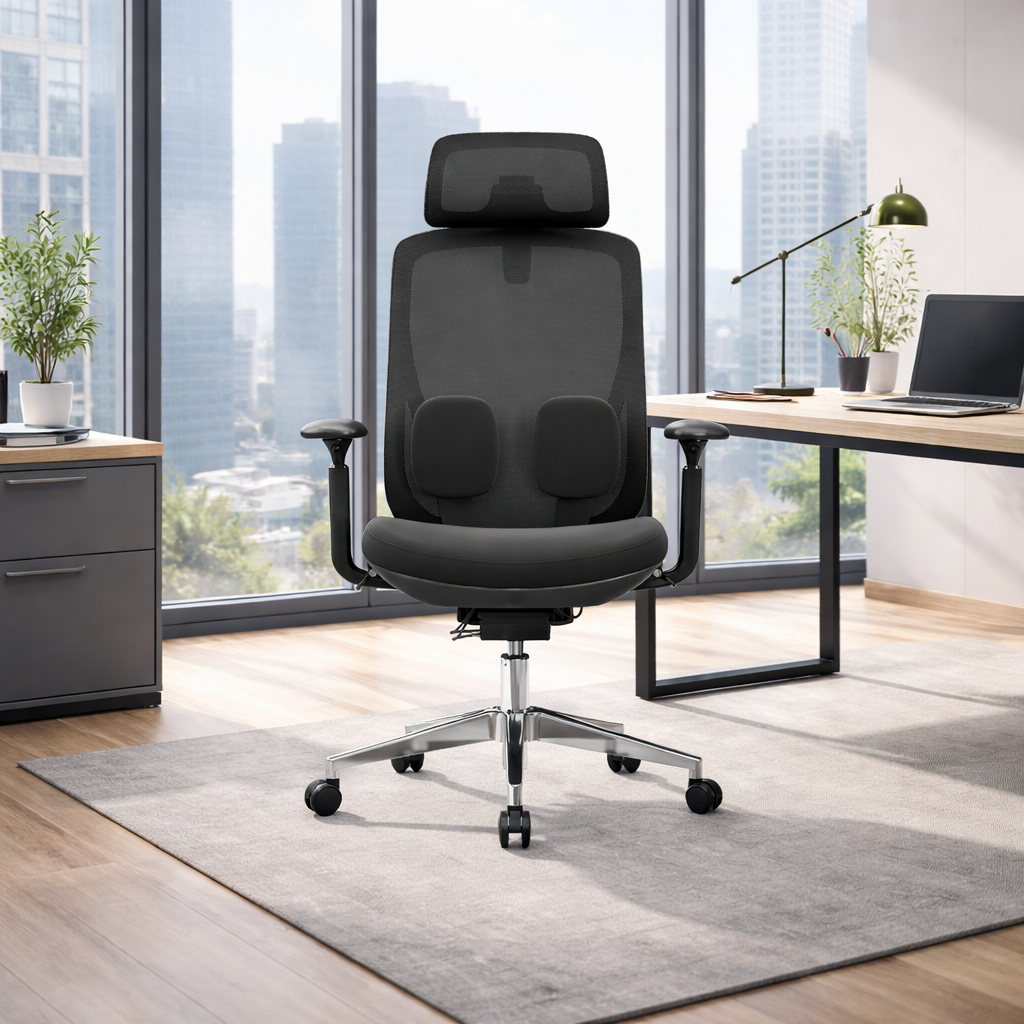 Modern Minimalist Ergonomic High-Back Office Chair - Adjustable Headrest & Lumbar Support Breathable Mesh Desk Chair For Home Office Cuvalon