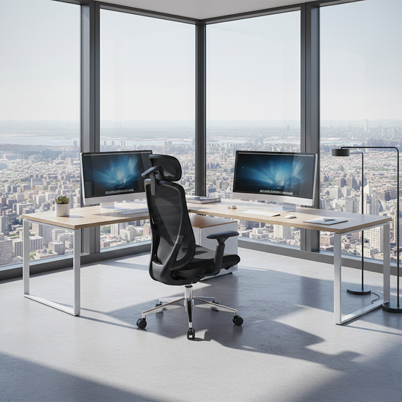 Modern Minimalist Ergonomic High-Back Office Chair - Adjustable Headrest & Lumbar Support Breathable Mesh Desk Chair For Home Office Cuvalon