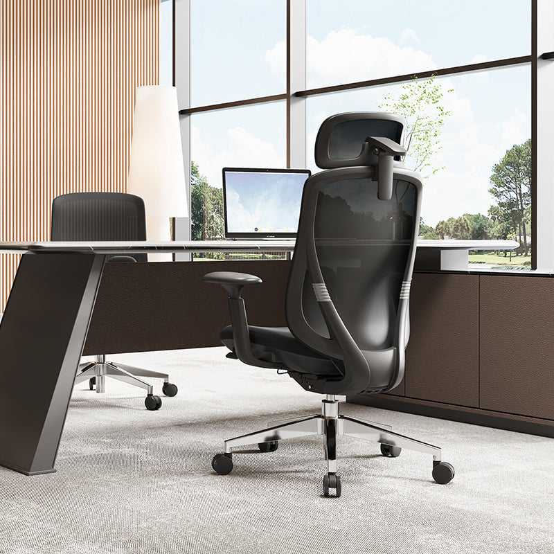 Modern Minimalist Ergonomic High-Back Office Chair - Adjustable Headrest & Lumbar Support Breathable Mesh Desk Chair For Home Office Cuvalon