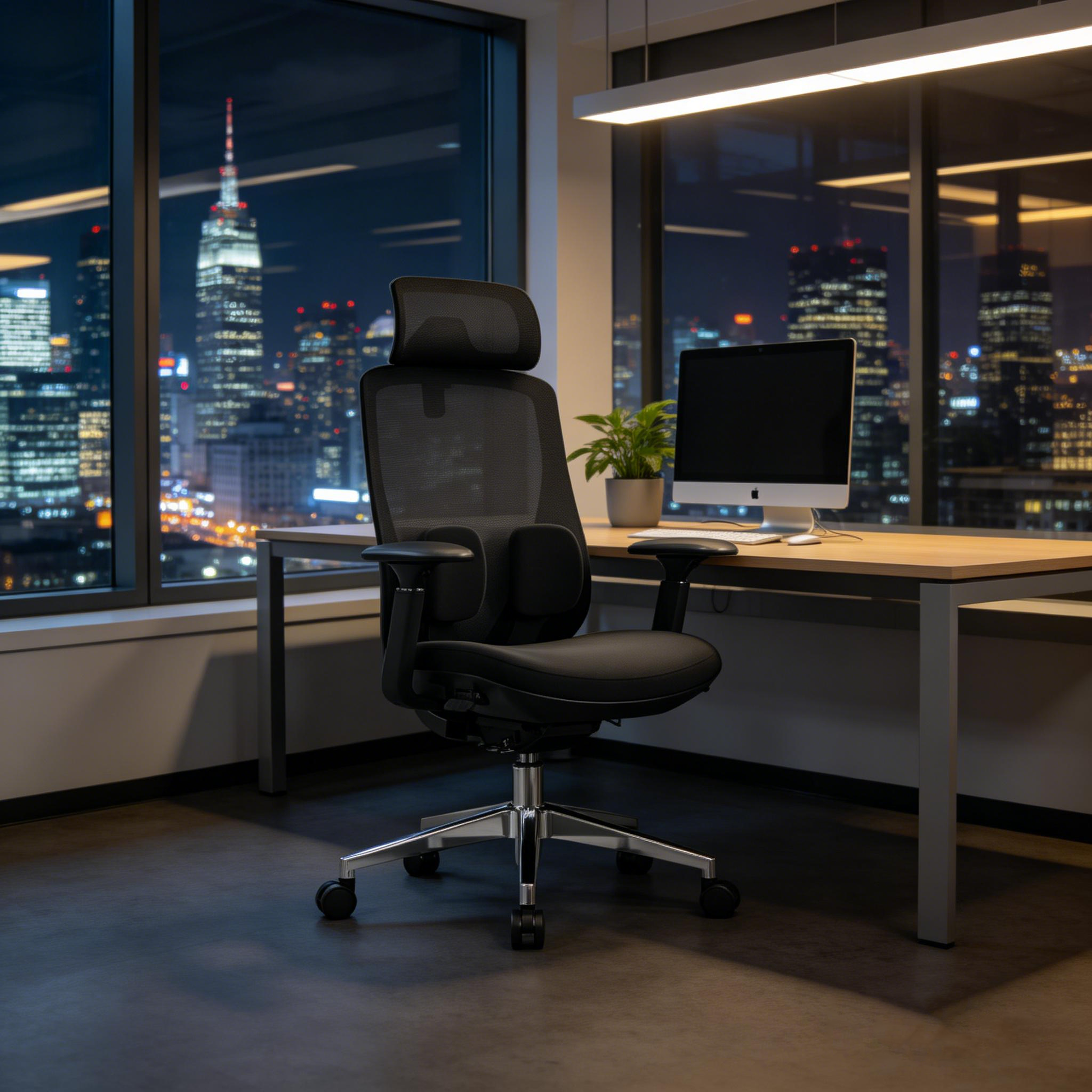 Modern Minimalist Ergonomic High-Back Office Chair - Adjustable Headrest & Lumbar Support Breathable Mesh Desk Chair For Home Office Cuvalon