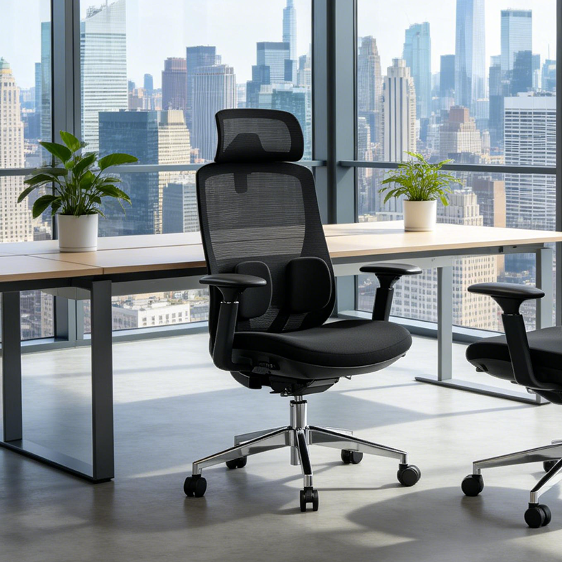 Modern Minimalist Ergonomic High-Back Office Chair - Adjustable Headrest & Lumbar Support Breathable Mesh Desk Chair For Home Office Cuvalon