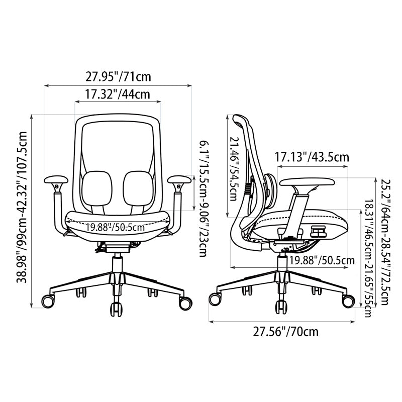 Long-Hour Comfort Ergonomic Office Chair - High-Resilience Seat Silent Casters & Aluminum Base Desk Chair For Home Office Cuvalon