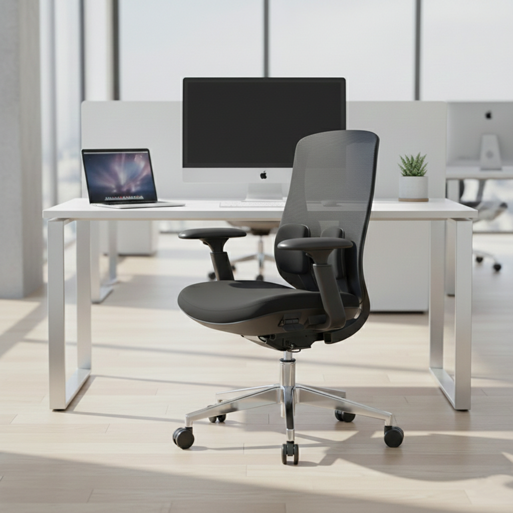 Long-Hour Comfort Ergonomic Office Chair - High-Resilience Seat Silent Casters & Aluminum Base Desk Chair For Home Office Cuvalon
