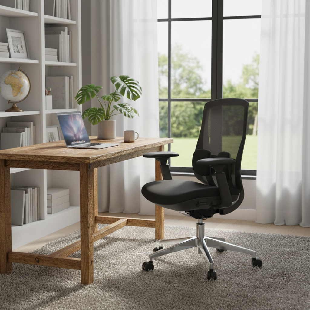Long-Hour Comfort Ergonomic Office Chair - High-Resilience Seat Silent Casters & Aluminum Base Desk Chair For Home Office Cuvalon
