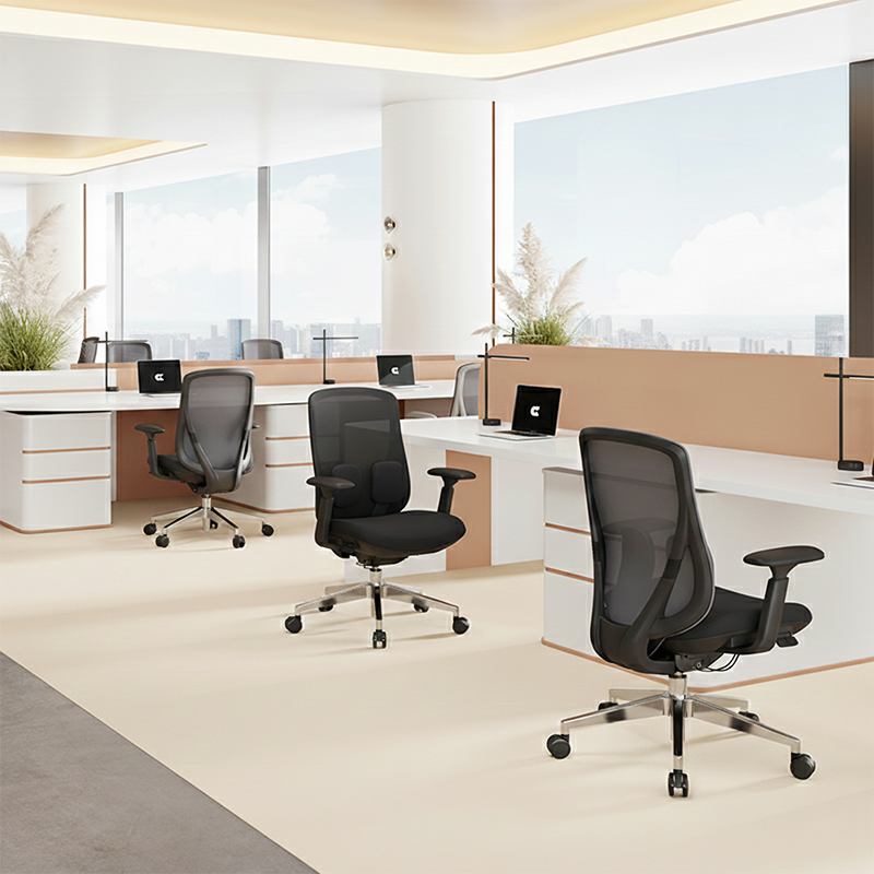 Long-Hour Comfort Ergonomic Office Chair - High-Resilience Seat Silent Casters & Aluminum Base Desk Chair For Home Office Cuvalon