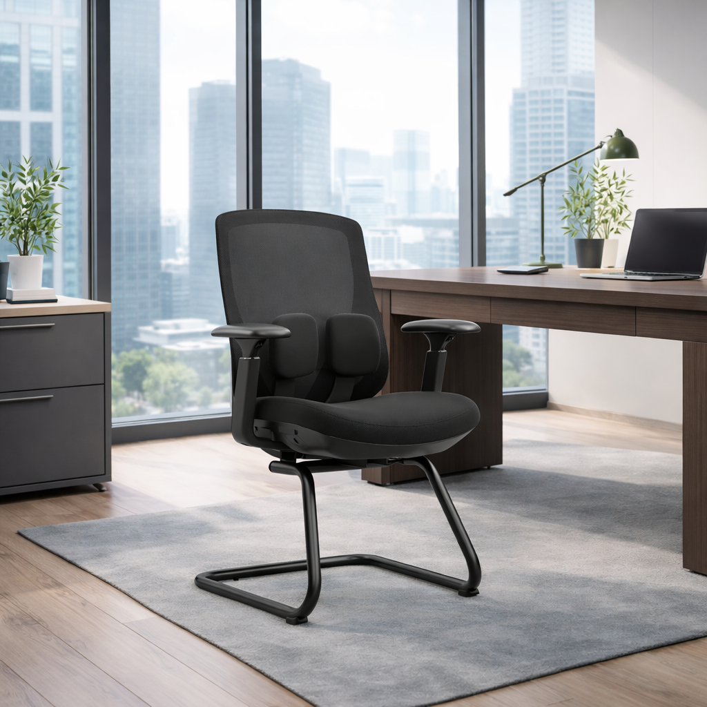 Saddle-Base Office Chair - 4D Adjustable Armrests & Adaptive Lumbar Support Mesh Conference Desk Chair For Home Office Cuvalon