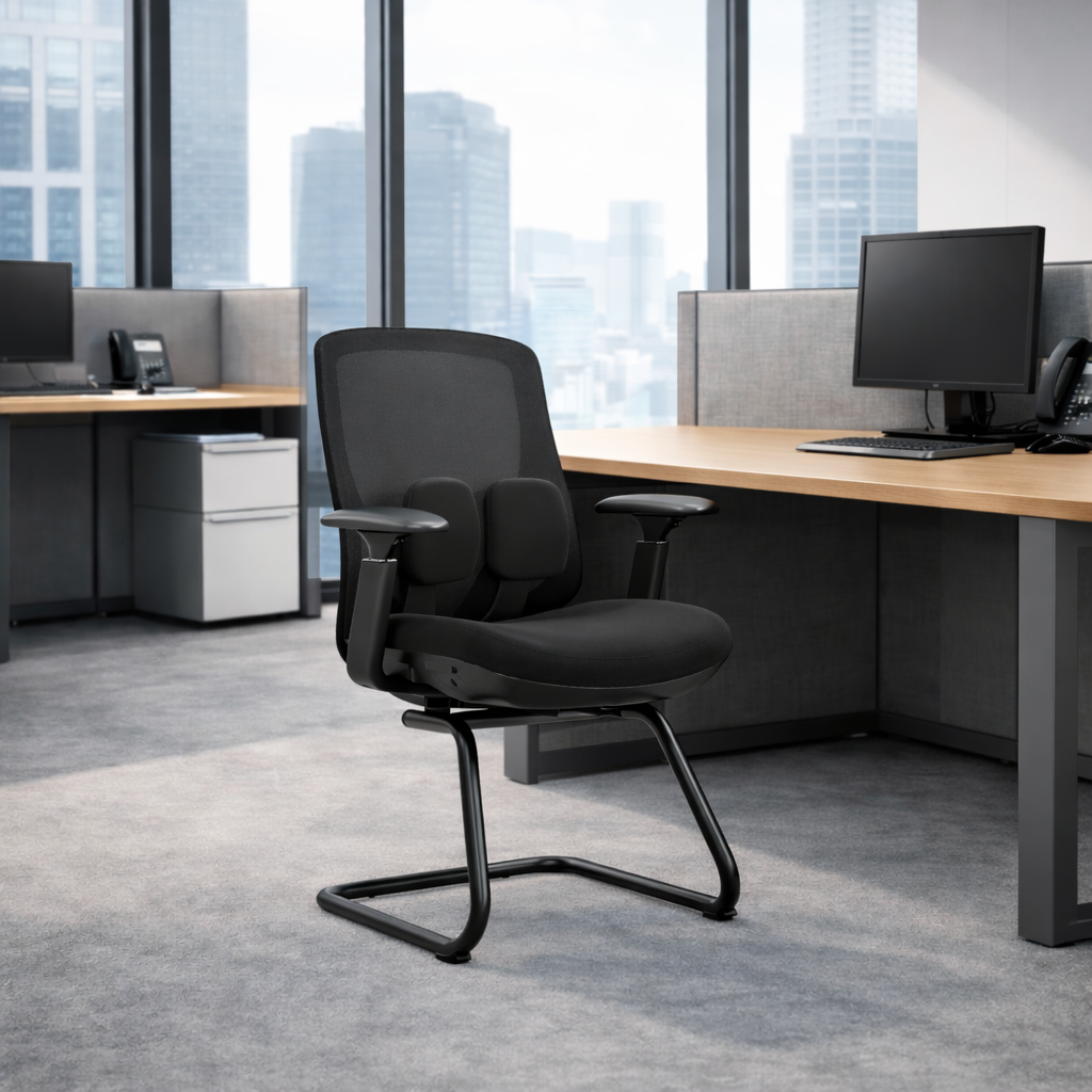 Saddle-Base Office Chair - 4D Adjustable Armrests & Adaptive Lumbar Support Mesh Conference Desk Chair For Home Office Cuvalon