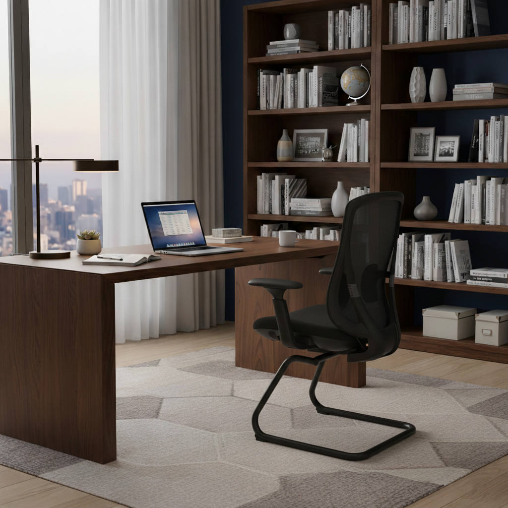 Saddle-Base Office Chair - 4D Adjustable Armrests & Adaptive Lumbar Support Mesh Conference Desk Chair For Home Office Cuvalon