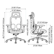 Modern Ergonomic High-Back Executive Chair - 4D Tri-Joint Headrest & Adaptive Lumbar Support Mesh Office Chair For Home Office Cuvalon